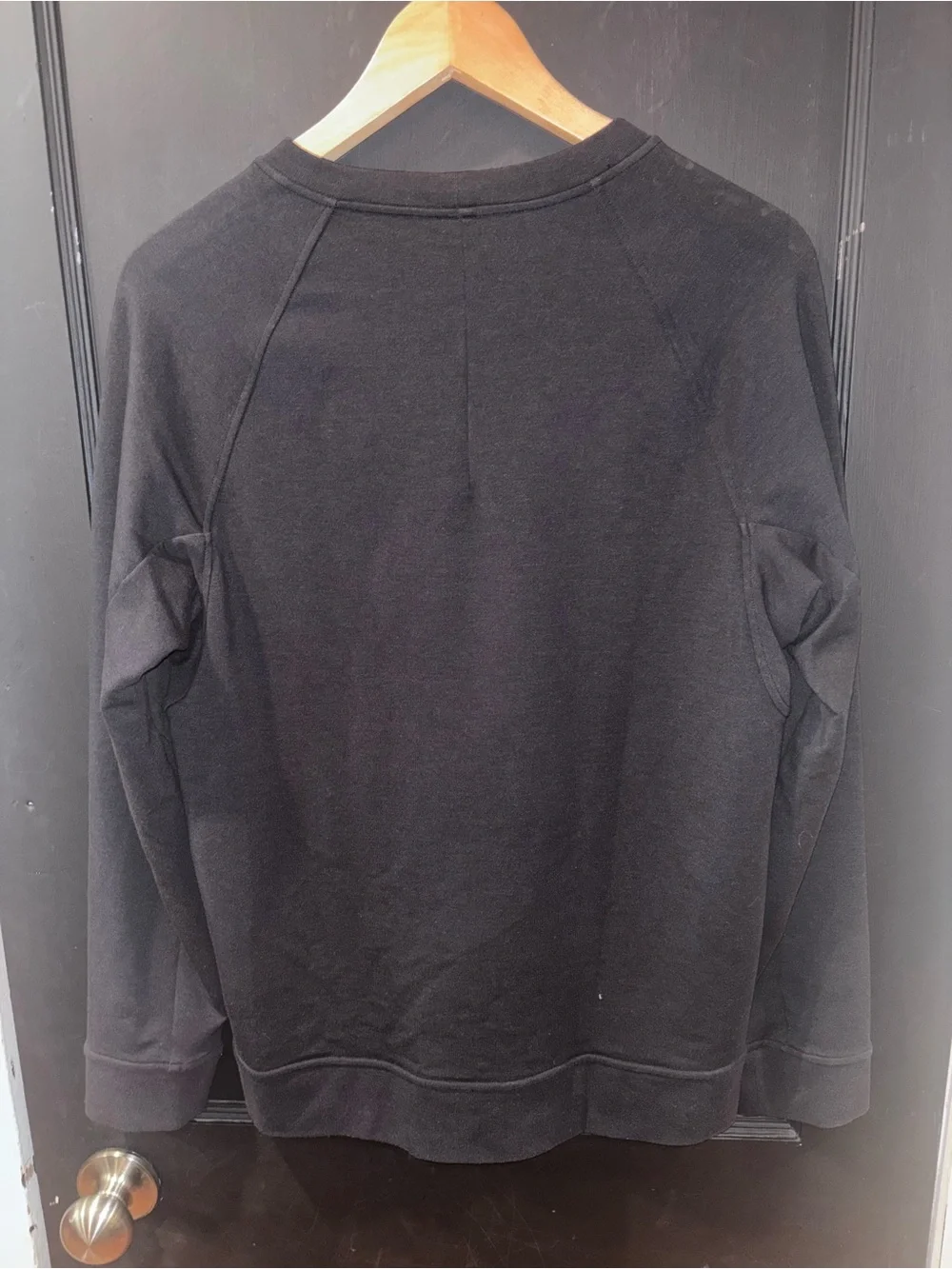 Lululemon Black Commuter Crew Neck Sweatshirt Hidden Zip Pocket Size SX